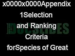 x0000x0000Appendix 1Selection and Ranking Criteria forSpecies of Great