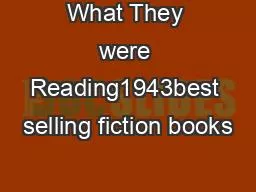 What They were Reading1943best selling fiction books