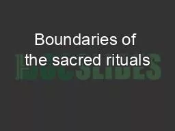 PDF-Boundaries of the sacred rituals