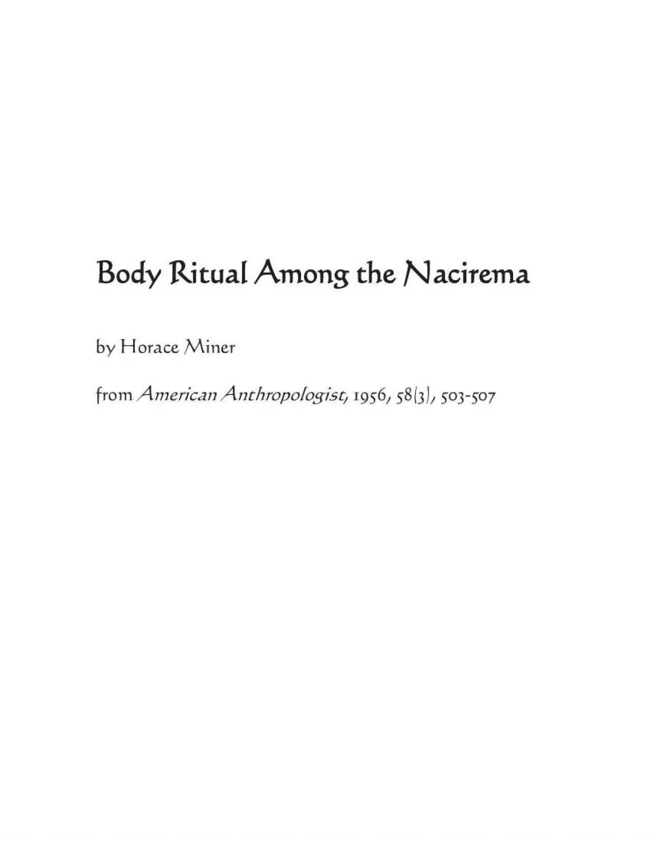 PDF-Body Ritual Among the Nacirema