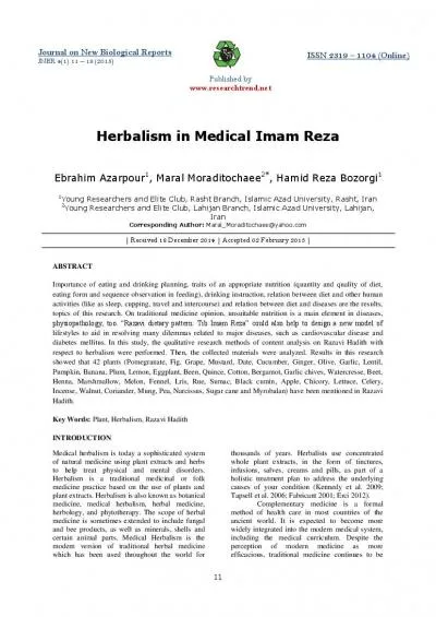 Herbalism in Medical Imam