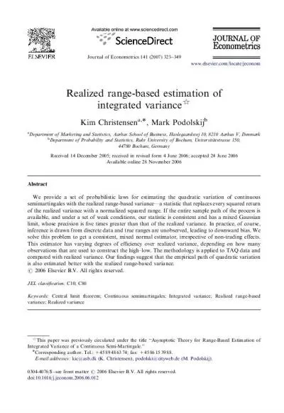 JournalofEconometrics1412007323349Realizedrangebasedestimationofinteg