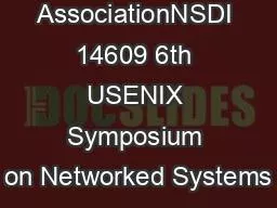 USENIX AssociationNSDI 14609 6th USENIX Symposium on Networked Systems