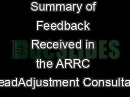 Summary of Feedback Received in the ARRC SpreadAdjustment Consultation