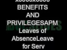 x0000x0000 BENEFITS AND PRIVILEGESAPM Leaves of AbsenceLeave for Serv