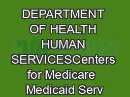 DEPARTMENT OF HEALTH HUMAN SERVICESCenters for Medicare  Medicaid Serv