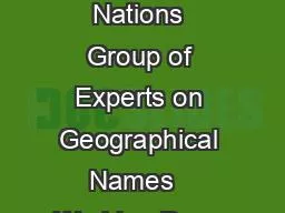 United Nations Group of Experts on Geographical Names   Working Paper