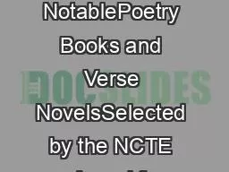 2021 NotablePoetry Books and Verse NovelsSelected by the NCTE Award fo