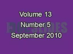 Volume 13 Number 5 September 2010