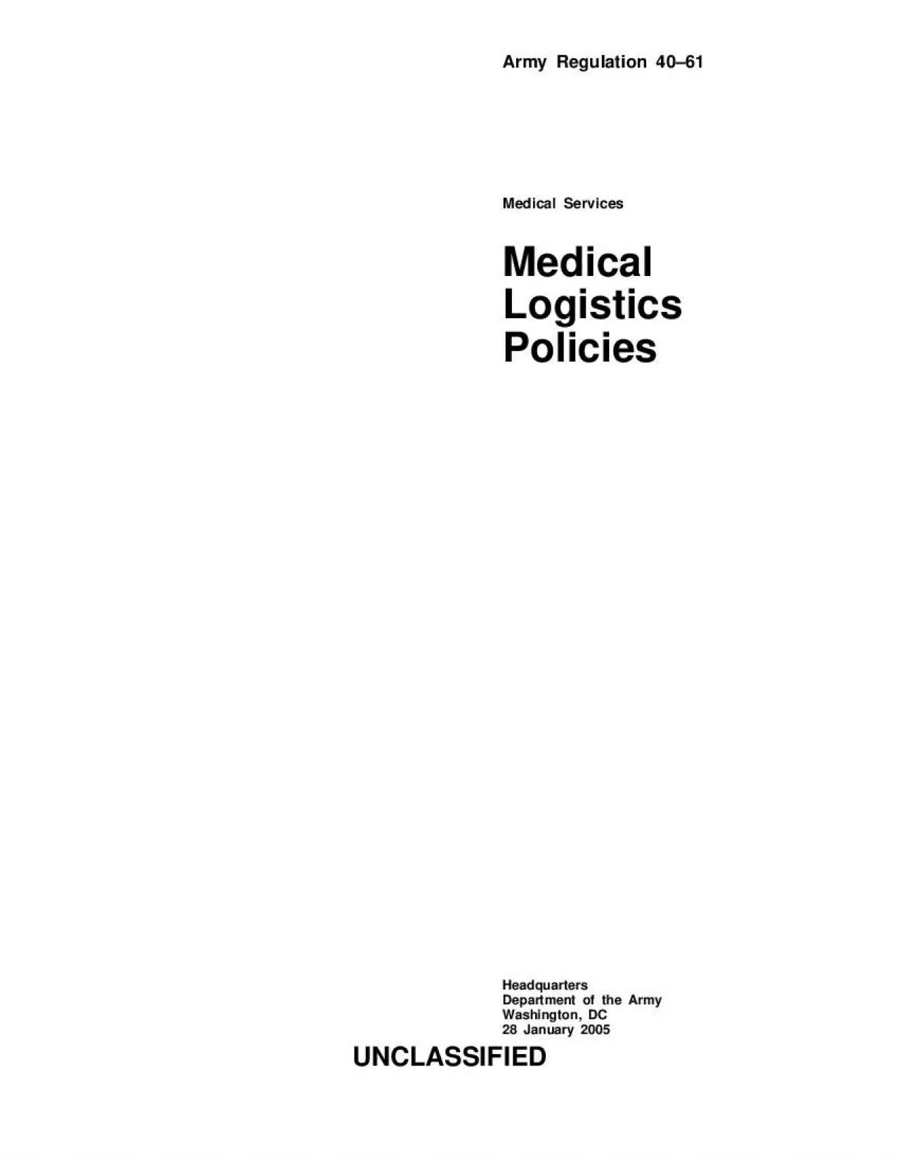 PDF-o Establishes separate policies and chapters for medical logistics sys