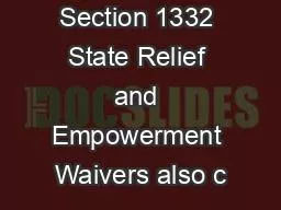Checklist for Section 1332 State Relief and Empowerment Waivers also c