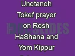 1 The Unetaneh Tokef prayer on Rosh HaShana and Yom Kippur lists numer