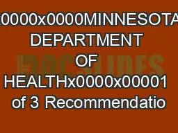 x0000x0000MINNESOTA DEPARTMENT OF HEALTHx0000x00001 of 3 Recommendatio