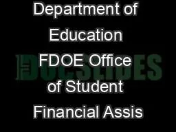 Florida Department of Education FDOE Office of Student Financial Assis