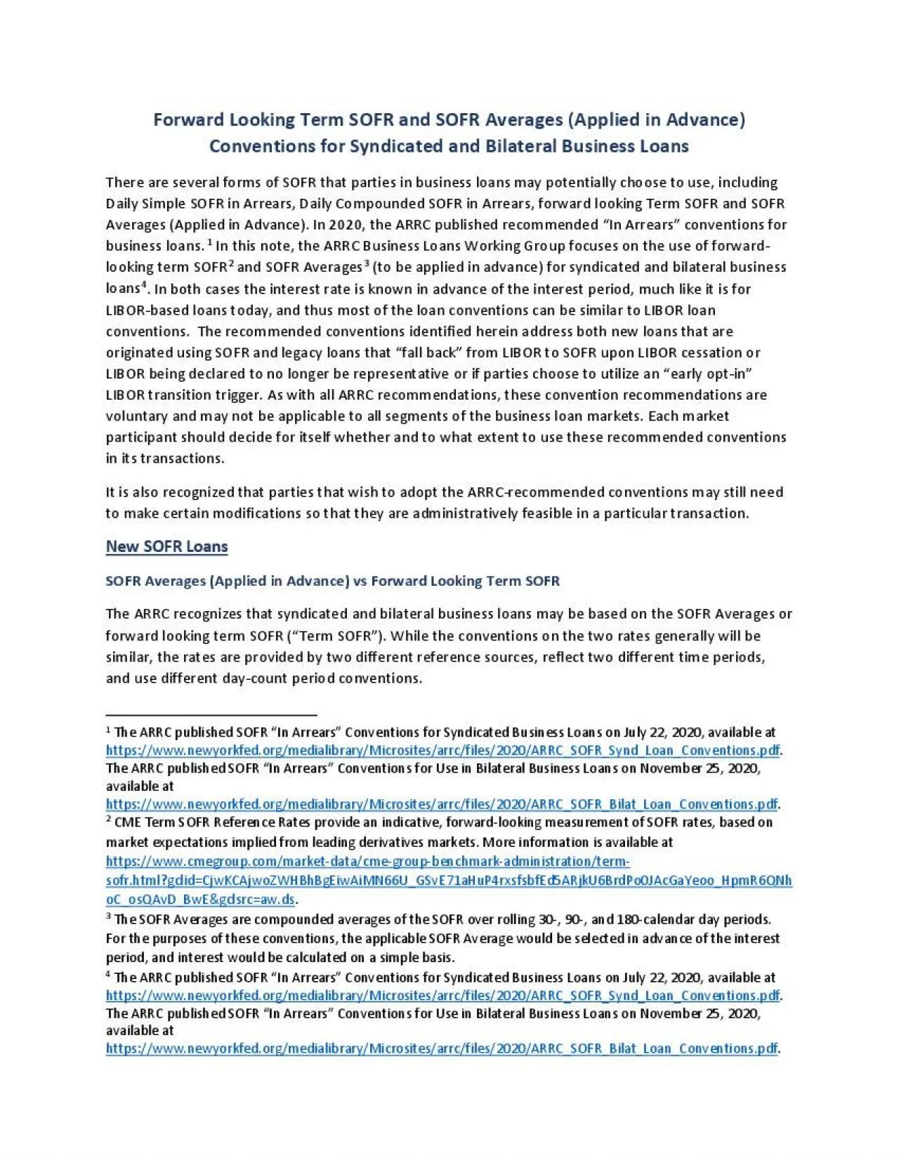 PDF-Forward Looking Term SOFR and SOFRAveragesApplied in AdvanceConvention