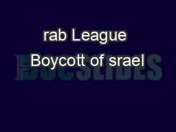 rab League Boycott of srael