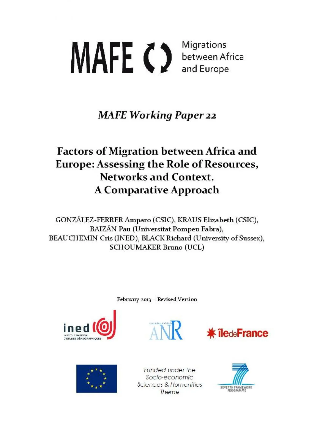 PDF-MAFE Working Paper 22Factors of Migration between Africa and Europe As