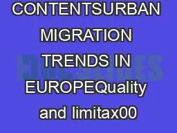 TABLE OF CONTENTSURBAN MIGRATION TRENDS IN EUROPEQuality and limitax00
