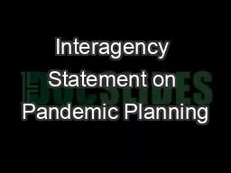 Interagency Statement on Pandemic Planning