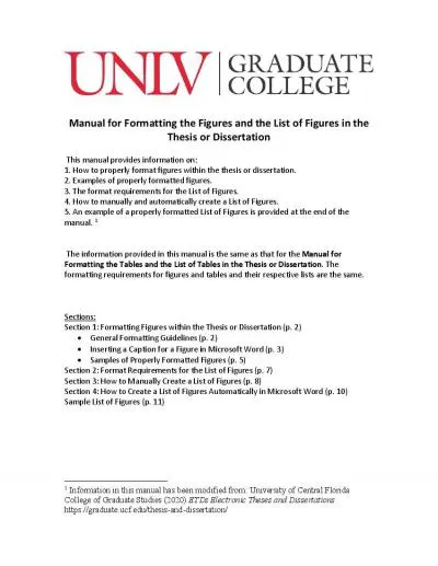 Manual for Formatting the Figures and the List of Figures in the Thesi