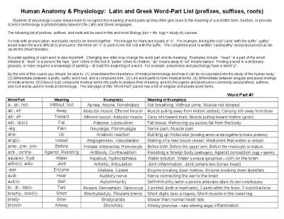 Human Anatomy  Physiology  Latin and Greek Word