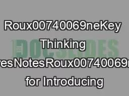 Roux00740069neKey Thinking MovesNotesRoux00740069nes for Introducing