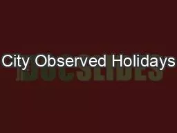 City Observed Holidays