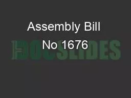Assembly Bill No 1676