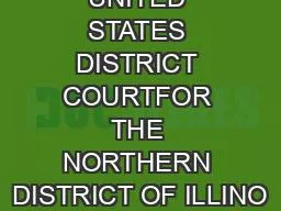 IN THE UNITED STATES DISTRICT COURTFOR THE NORTHERN DISTRICT OF ILLINO