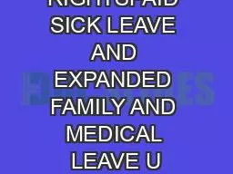 EMPLOYEE RIGHTSPAID SICK LEAVE AND EXPANDED FAMILY AND MEDICAL LEAVE U