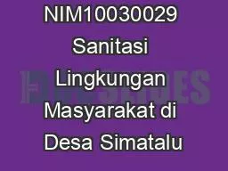 Renaldus NIM10030029 Sanitasi Lingkungan Masyarakat di Desa Simatalu