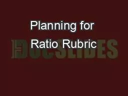 Planning for Ratio Rubric