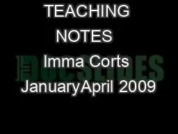 TEACHING NOTES  Imma Corts JanuaryApril 2009