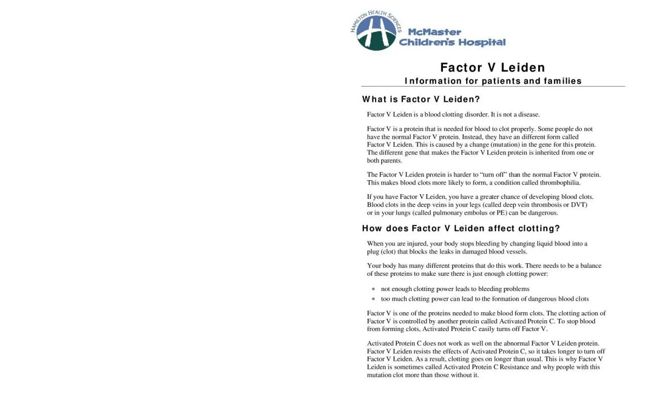 PDF-Factor V Leiden Factor V Leiden