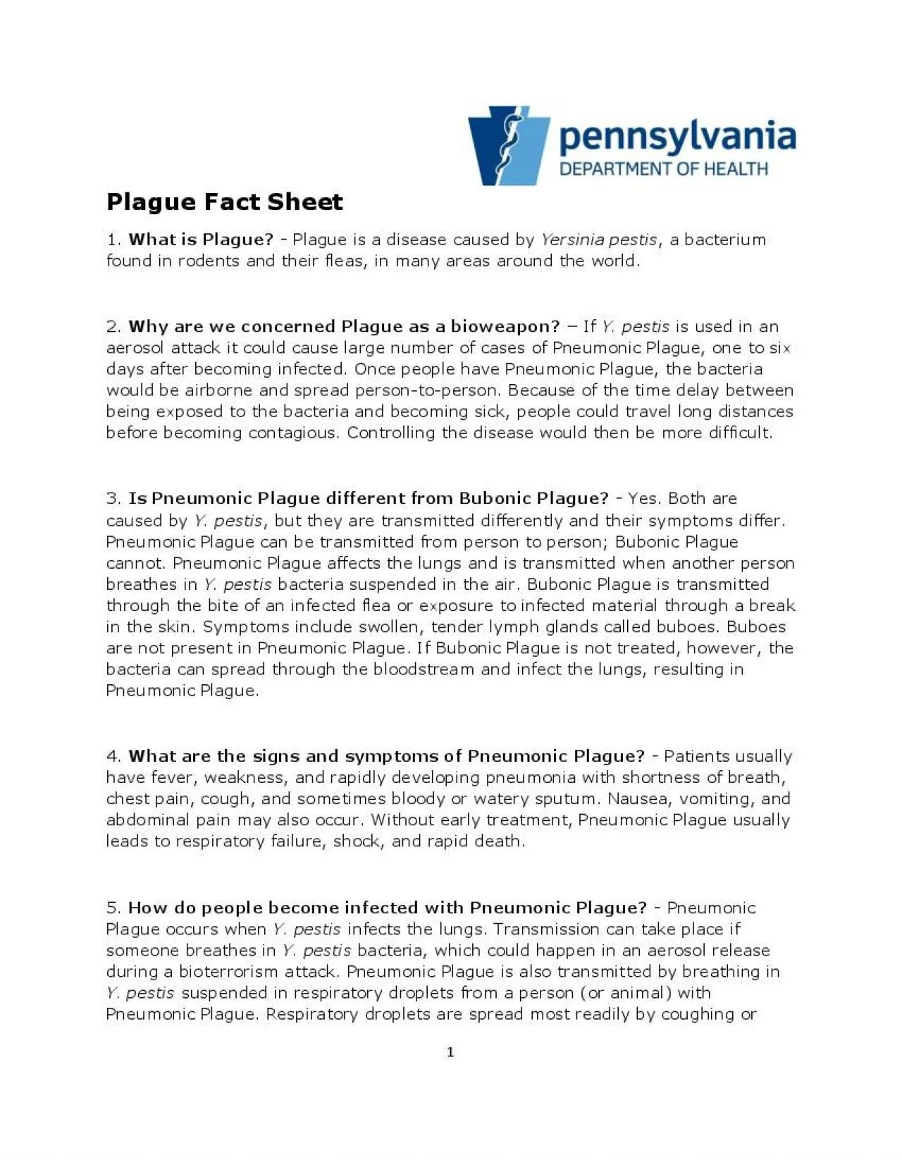 PDF-Plague Fact Sheet