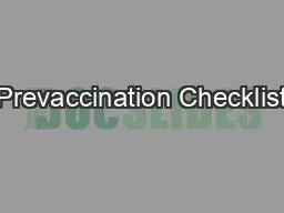 Prevaccination Checklist