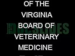 REGULATIONS OF THE VIRGINIA BOARD OF VETERINARY MEDICINE  itle of Regu