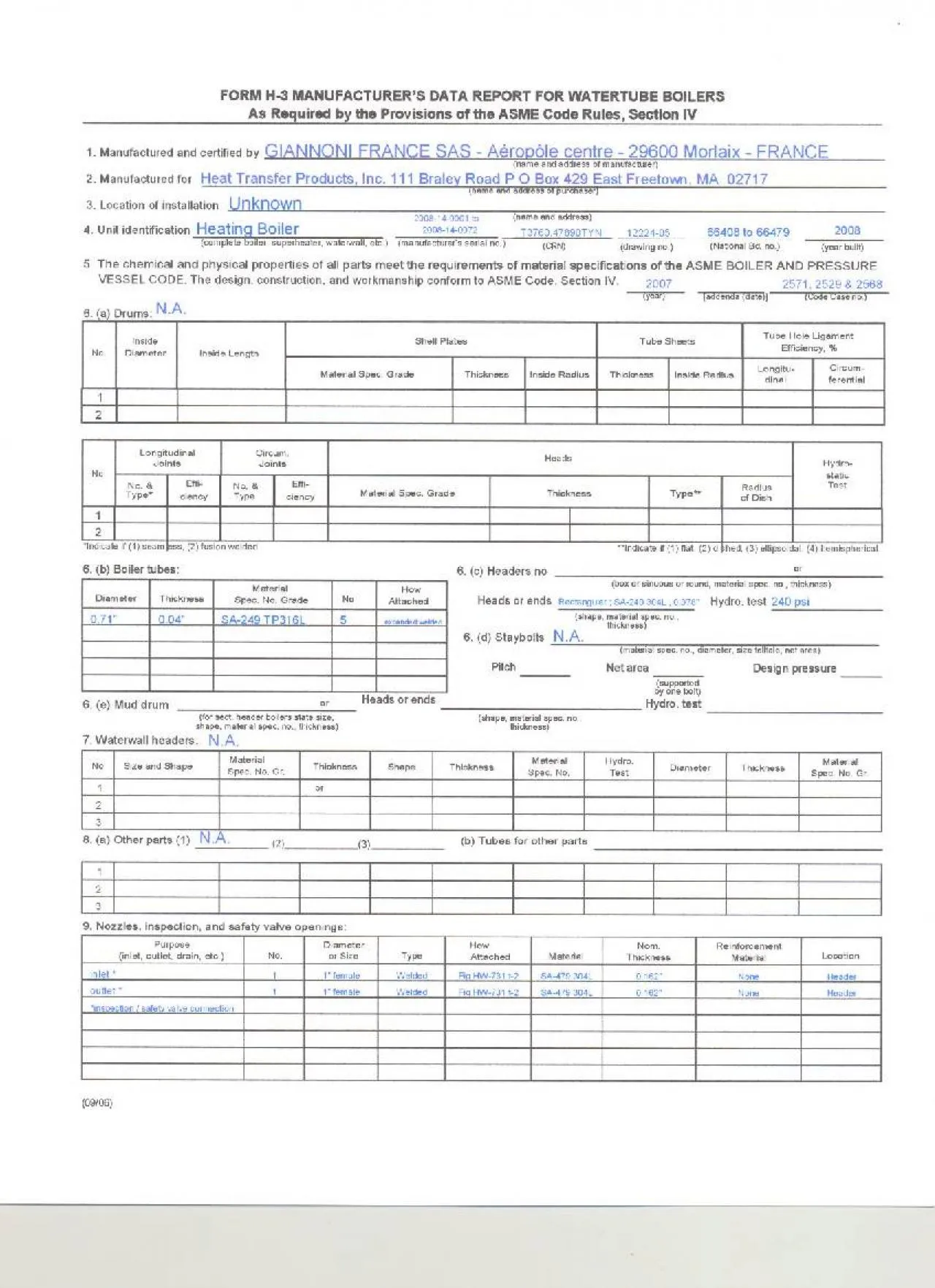 PDF-FORMH3MANUFACTURERSDATAREPORTFORWATERTUBEBOILERSAsRequiredbytheProvis