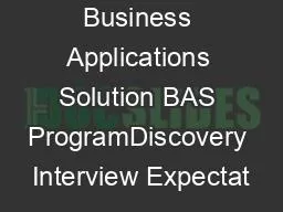 Business Applications Solution BAS ProgramDiscovery Interview Expectat