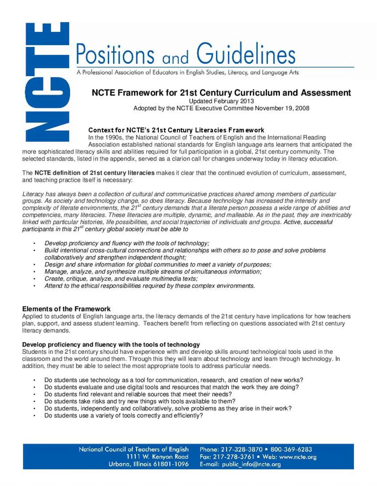 PDF-NCTE Framework for 21st Century Curriculum and Assessment