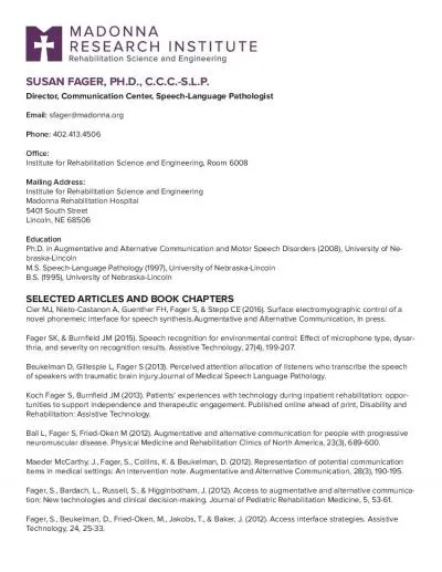 SUSAN FAGER PHD CCCSLP