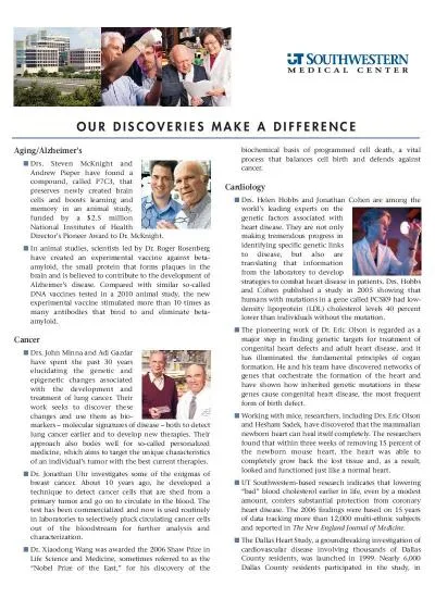 OUR DISCOVERIES MAKE A DIFFERENCE