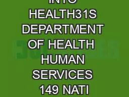 PDF-DISCOVERY INTO HEALTH31S DEPARTMENT OF HEALTH HUMAN SERVICES 149 NATI