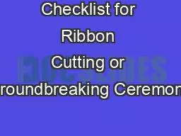 PDF-Checklist for Ribbon Cutting or Groundbreaking Ceremony