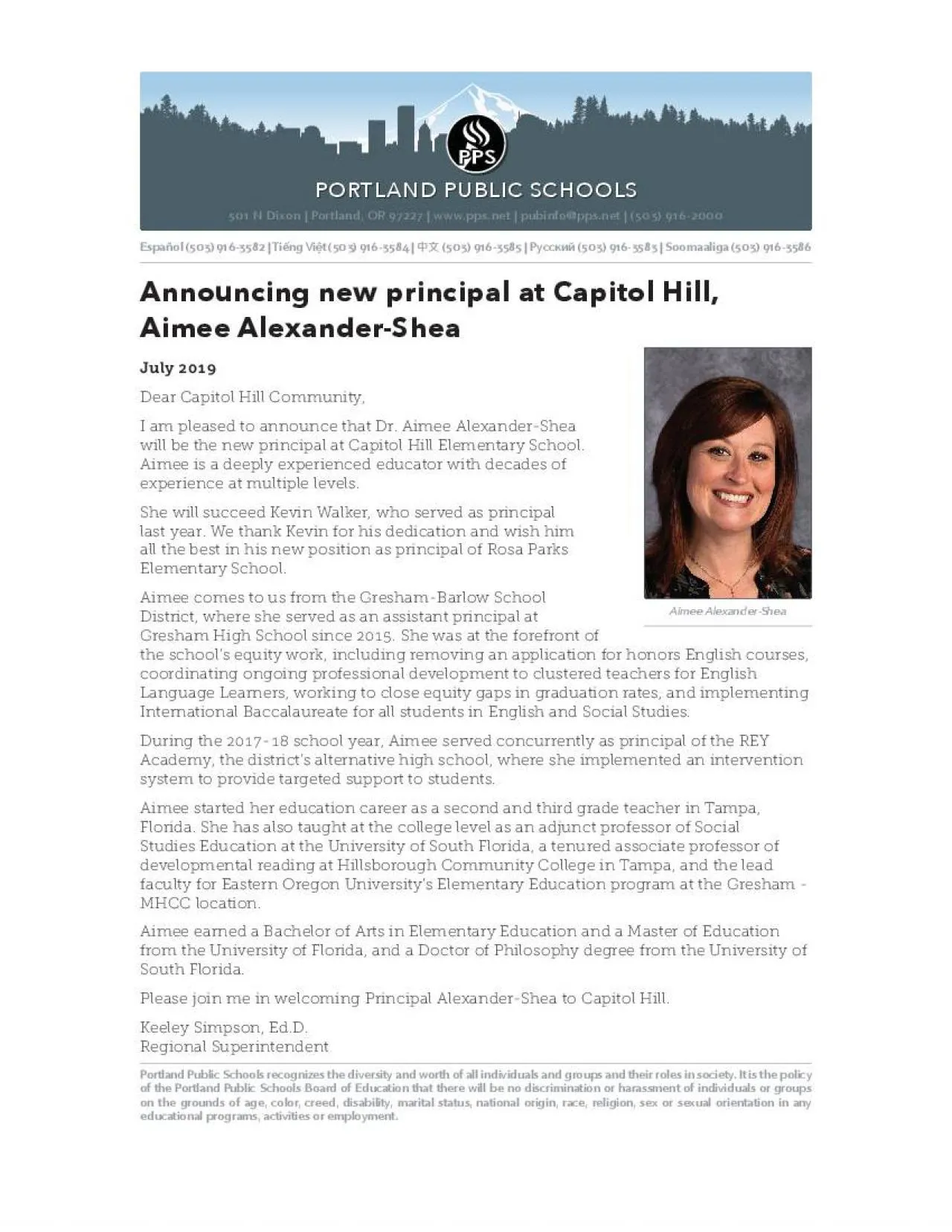 PDF-Announcing new principal at Capitol Hill