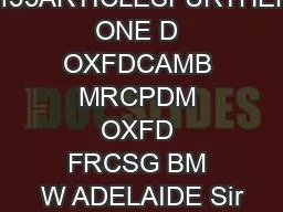 6155ARTICLESFURTHER ONE D OXFDCAMB MRCPDM OXFD FRCSG BM W ADELAIDE Sir