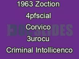 November 30 1963 Zoction 4pfscial Corvico 3urocu Criminal Intollicenco
