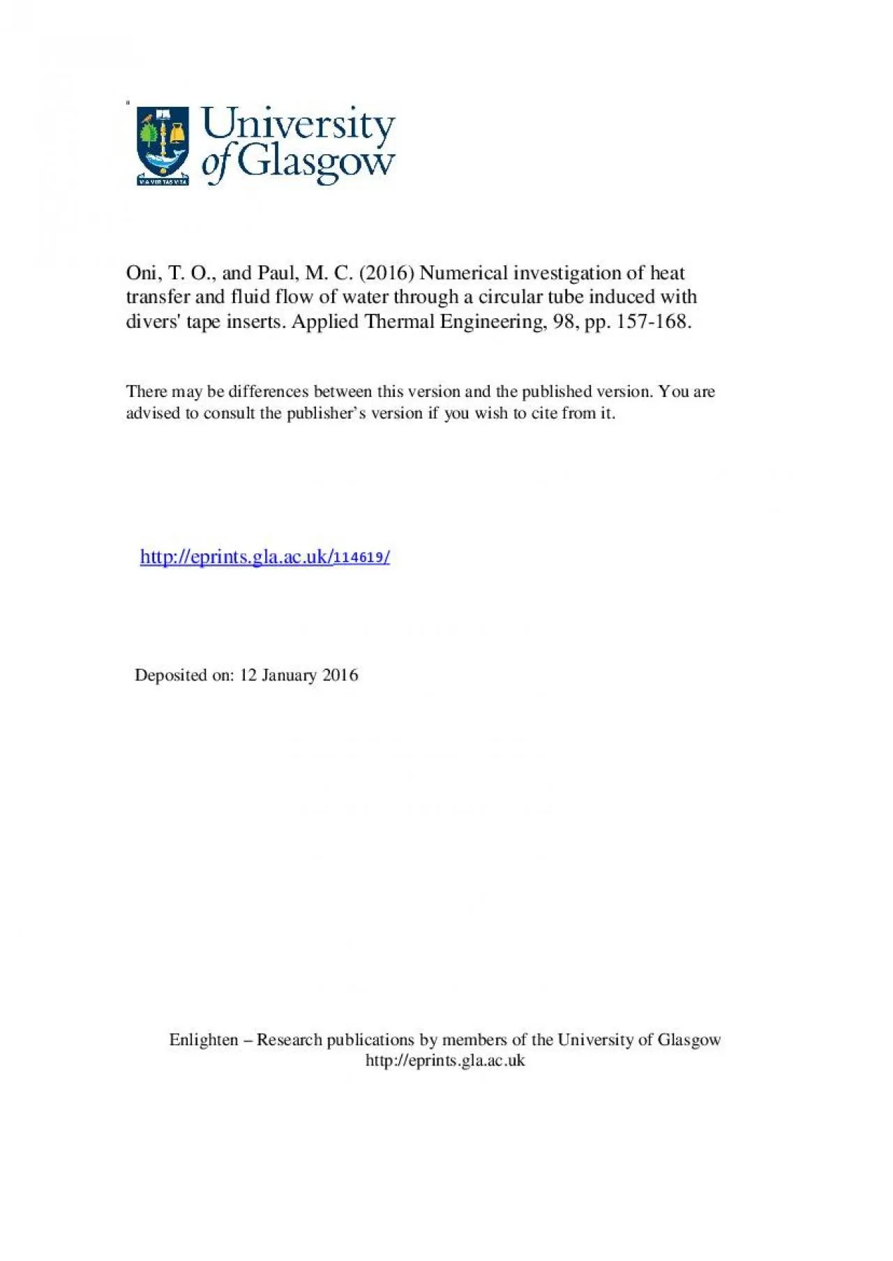 PDF-1 Numerical investigation of heat transfer and fluid flow of water thr