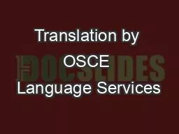 Translation by OSCE Language Services