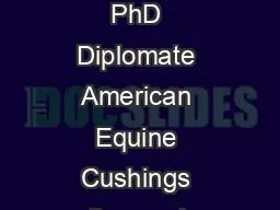 PDF-Patrick M McCue DVM PhD Diplomate American Equine Cushings disease is